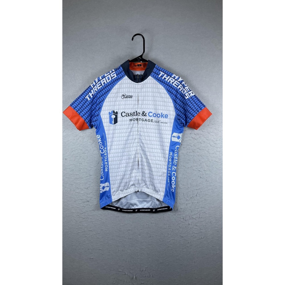 Hyperthreads Castle &‎ Cooke Cycling Jersey Mens Large Blue Full Zip Bike Shirt